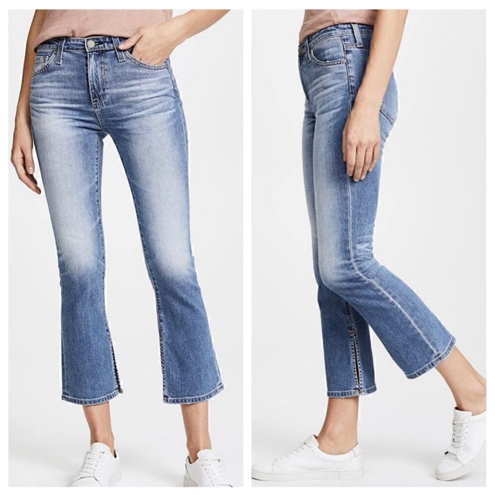 AG Adriano Goldschmied The Jodi Crop side slit Jeans light Blue Denim size 25